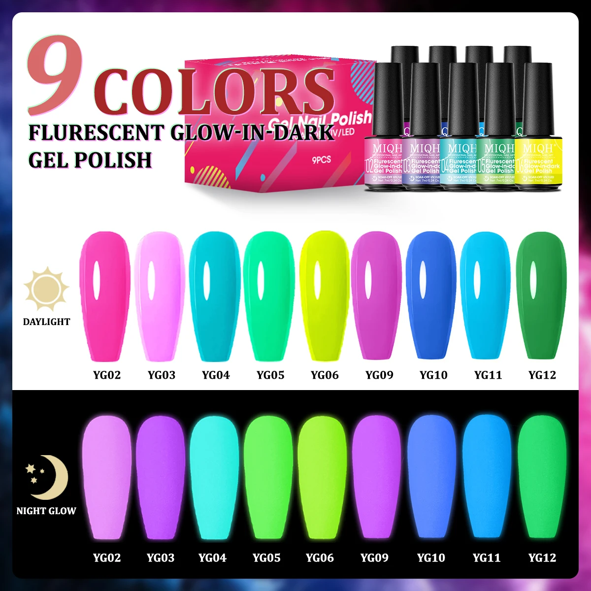 طلاء أظافر جل مضيء من النيون جل بالأشعة فوق البنفسجية طلاء أظافر لامع قابل للإزالة طلاء أظافر شبه دائم طلاء أظافر ذاتي الصنع