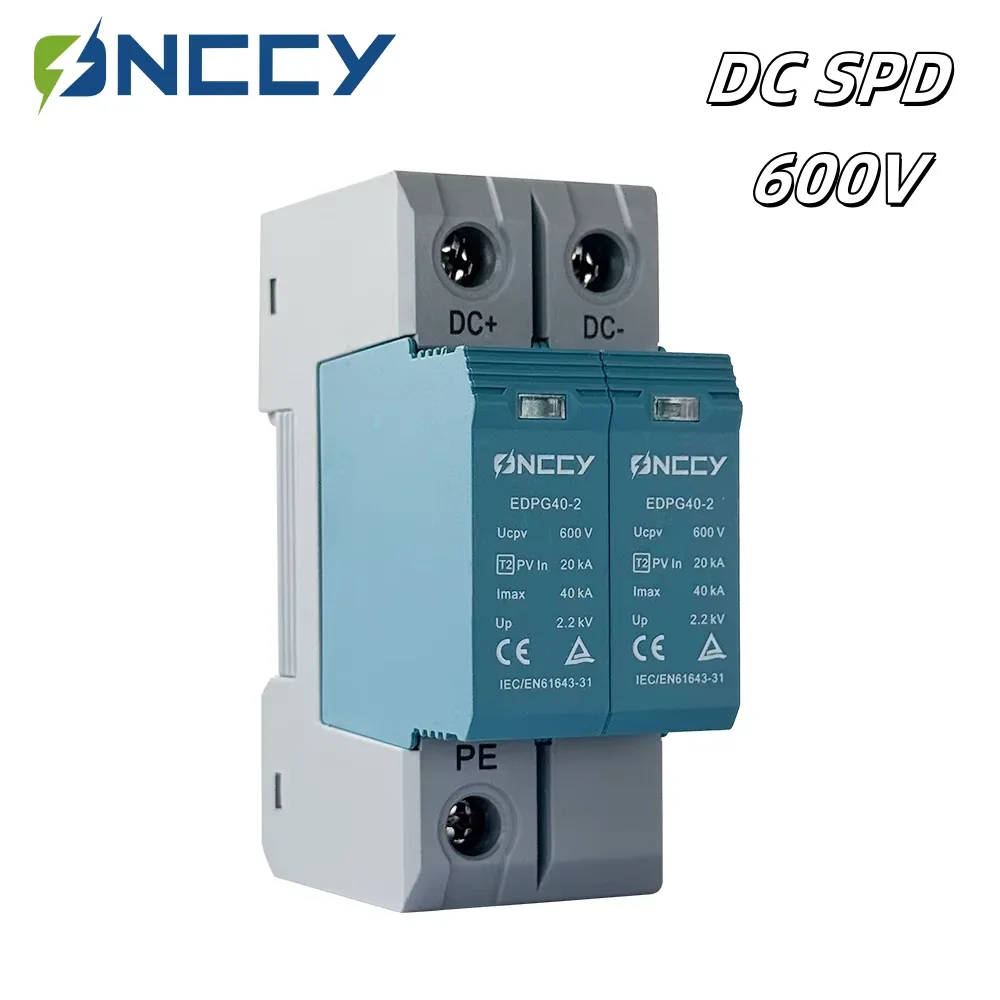 

ONCCY 2P Solar PV DC SPD Surge Protective Device DC 600V 40KA Surge Arrester Lightning Protector Din Rail