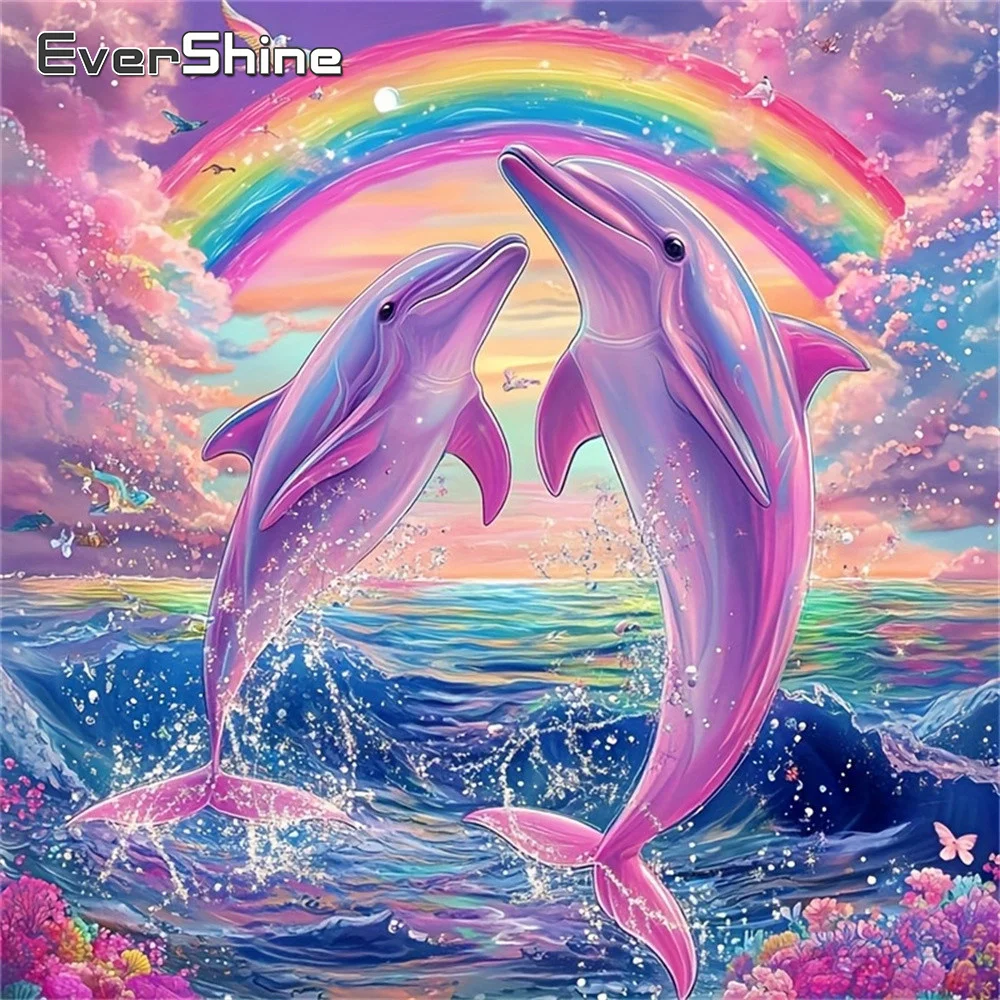 

Evershine 5D DIY Набор для вышивки крестом Полный комплект с животными Вышивка Морской Кит Картина Рукоделие Радуга Подарок ручной работы