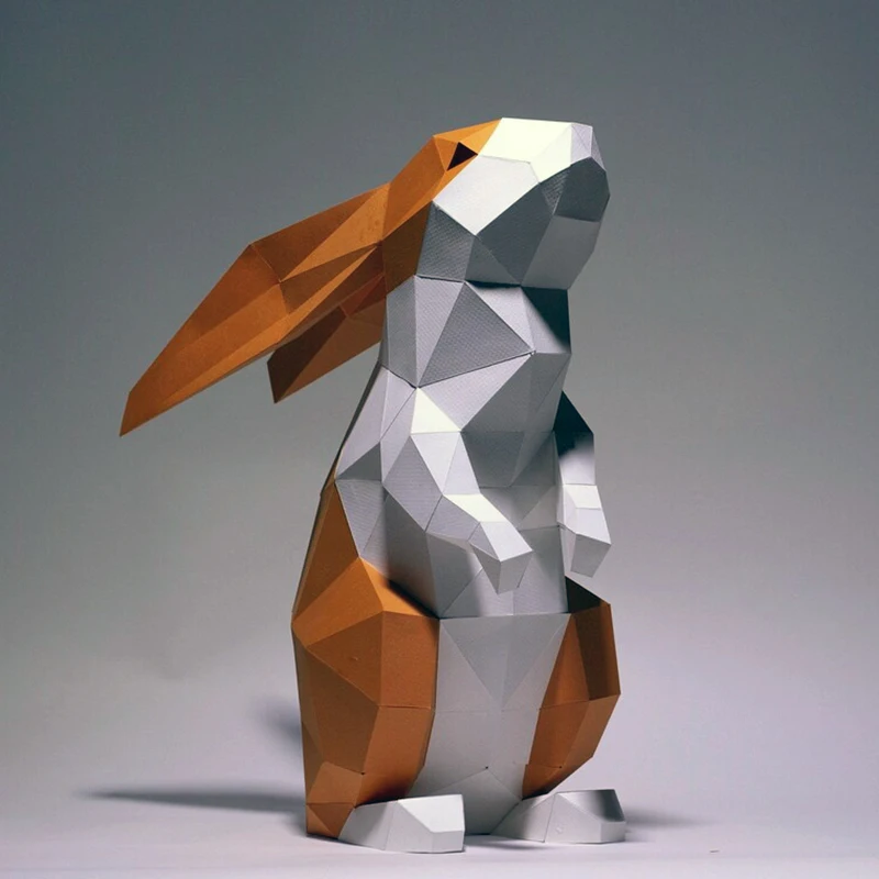 Modèle en papier lapin 43cm, décoration de maison, bureau, ornement de salle, artisanat en papier, puzzle 3D, jouets éducatifs créatifs faits à la main