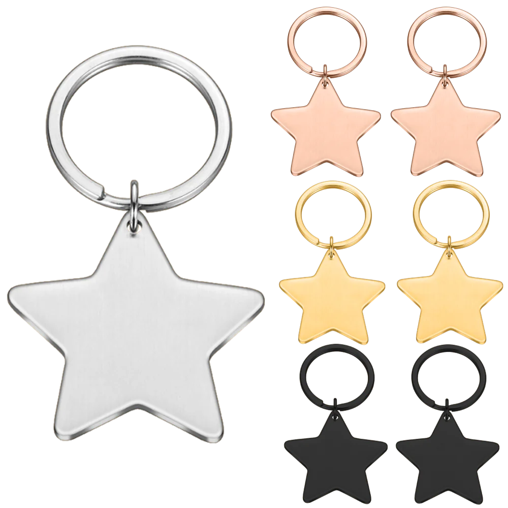 Wholesale 20Pcs Blank Star Tag Personalized Chain Pet Dog ID Tag Plate Keyring Pendant Necklace Jewelry Making Accessories