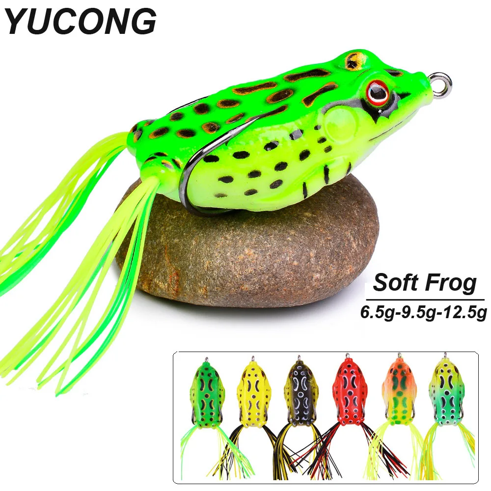 YUCONG 1PC Soft Frog Bait 6.5-9.5-12.5g Silicone Fishing Lure Floating Rubber leurre Weedless Swimbait cebo suave Weicher Köder