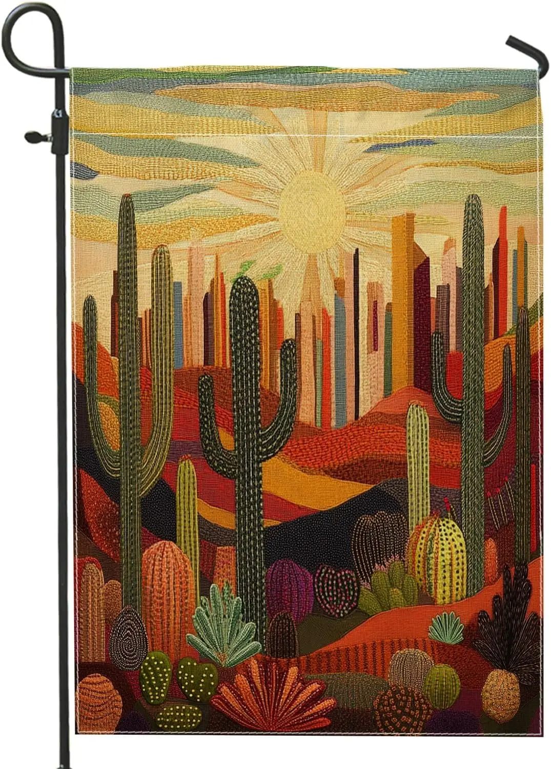 Western Tropical Cactus Garden Flags 12”x18” Double Sided for Outside Decorative, Embroidery Succulent Landscape FrontYard C MMZ