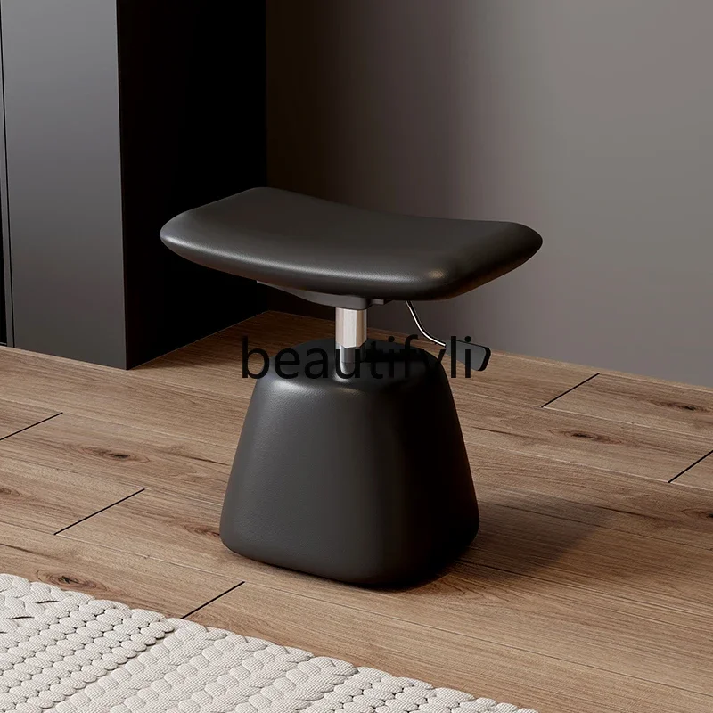

ss D Italian light luxury bedroom liftable makeup stool dressing stool black high-end with wheels rotatable