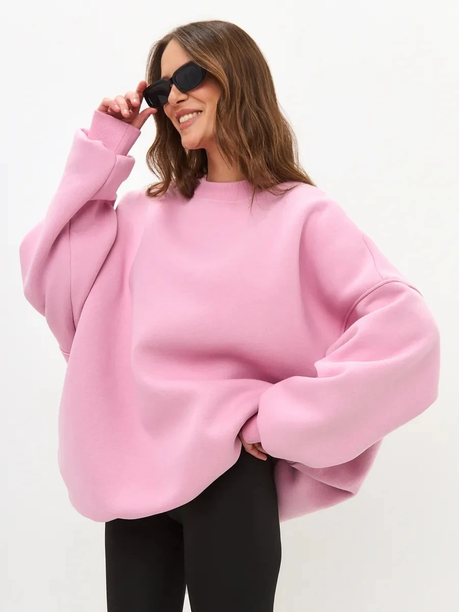 

Свободная толстовка с круглым вырезом, цветная, повседневная, удобная, модная, в уличном стиле, с длинными рукавами, осенняя.