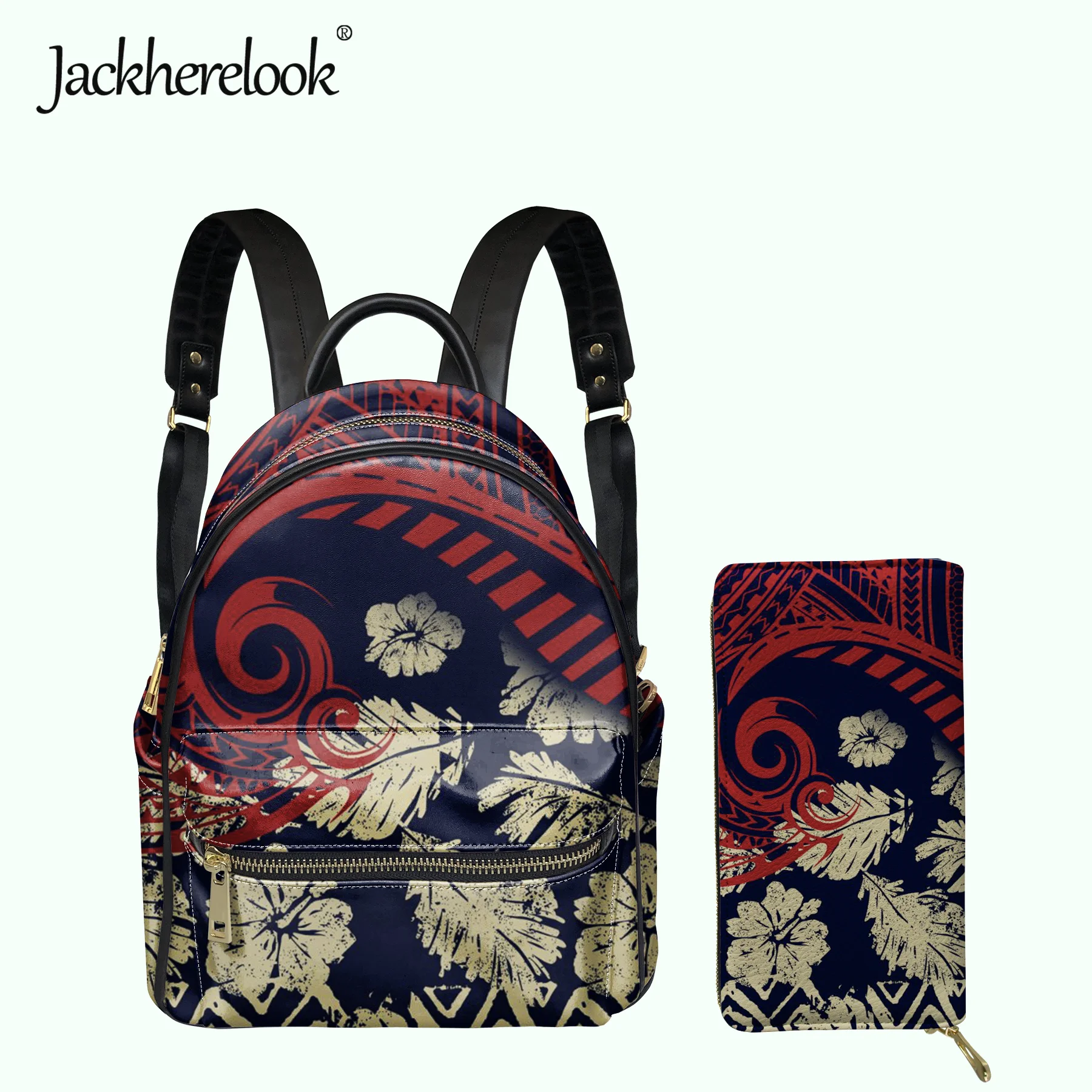 

Jackherelook Women Casual Small Schoolbags For Ladies Girls Polynesian Tribe Hibiscus Flower Design Everyday Bag Luxury Satchel