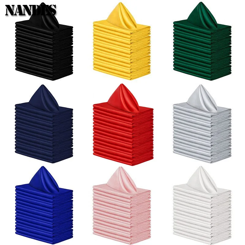 6pcs Satin Napkin 30cm*30cm Towel Satin Napkin Soft Table Napkins for Wedding Party Home Hotel Christmas decor Table Napkins