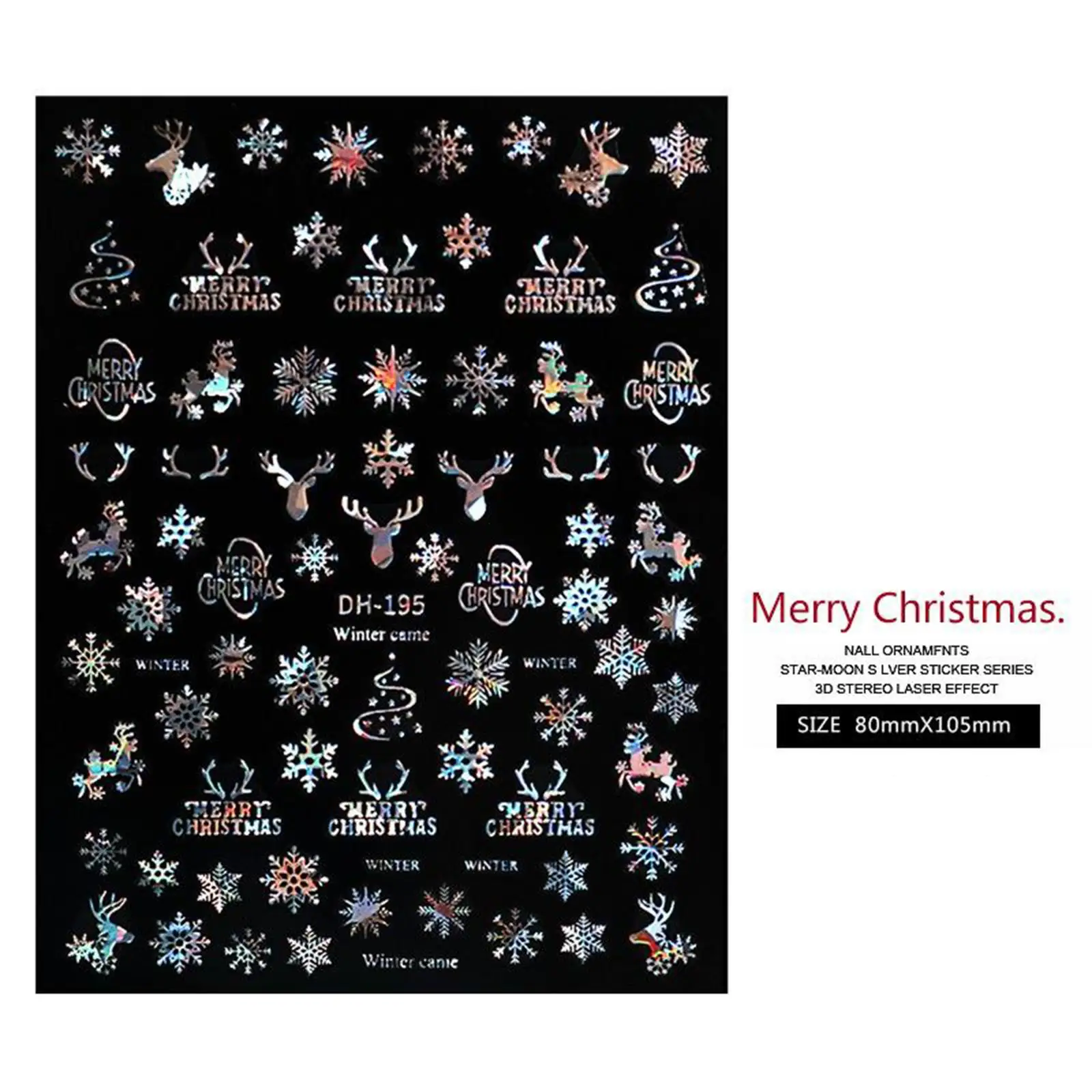 Christmas Sticker for Women DIY Stickers Decals Snowflakes Manicure Decoration Nails Accessories,1 Sheet