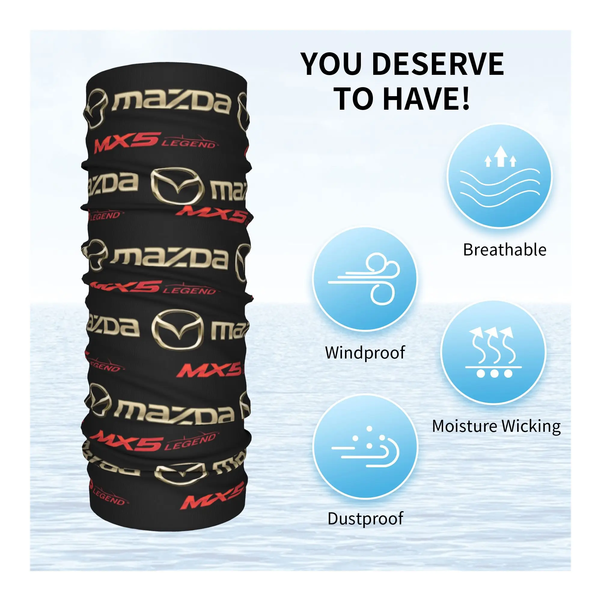 Custom M-Mazdas MX-5 Bandana Neck Gaiter for Hiking Cycling Men Women Wrap Scarf  Balaclava Warmer