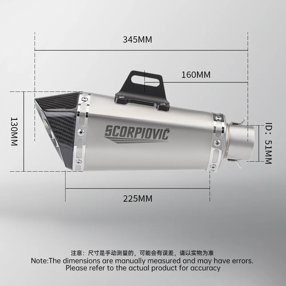 38-51mm universal motorcycle exhaust pipe for cbr650 z900 mt07 r3 b10 stainless steel motorcycle muffler image 3