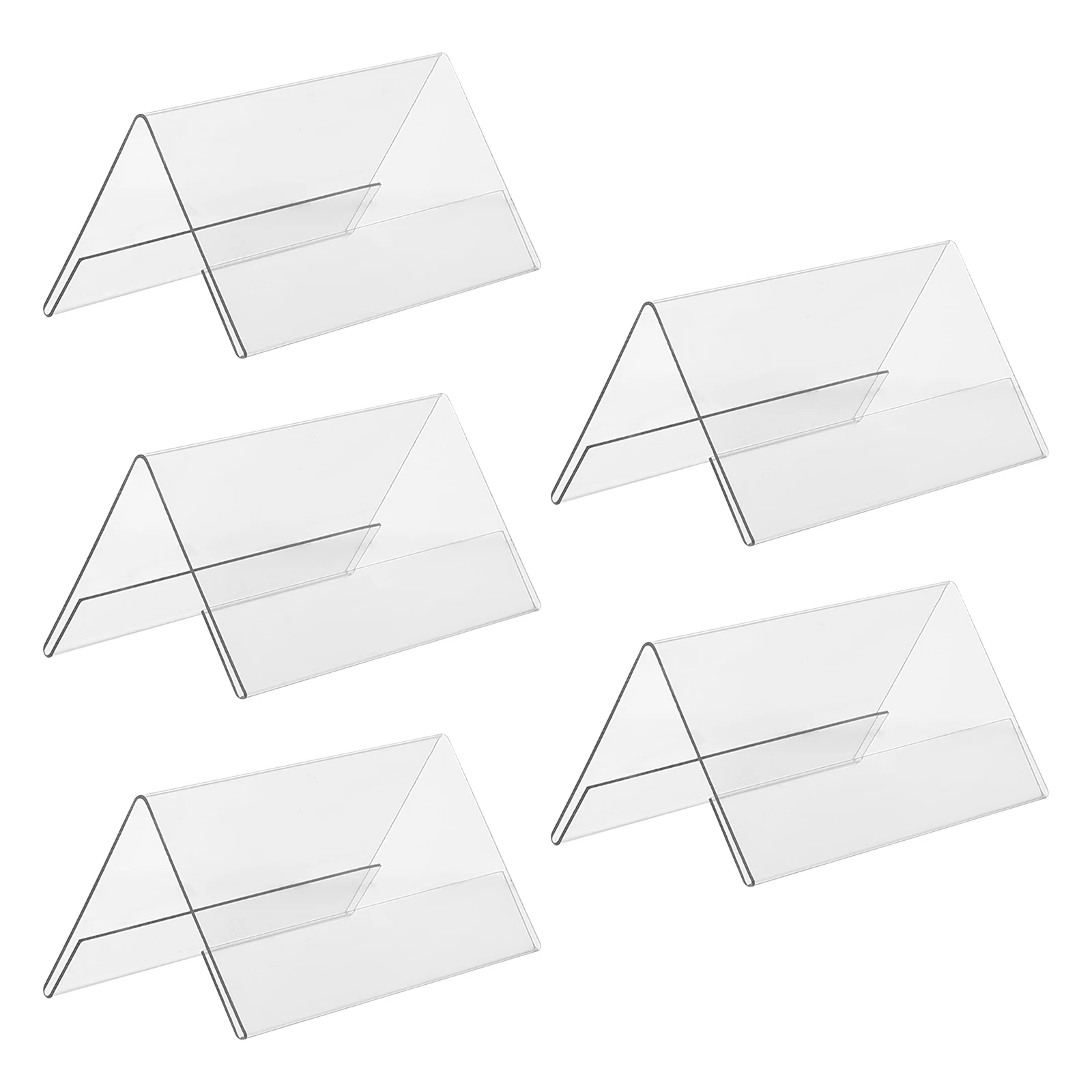 

5pcs Acrylic Display Board 200x100mm Clear Double-sided Name Plate Seating Cards Show Label Office Table Storage