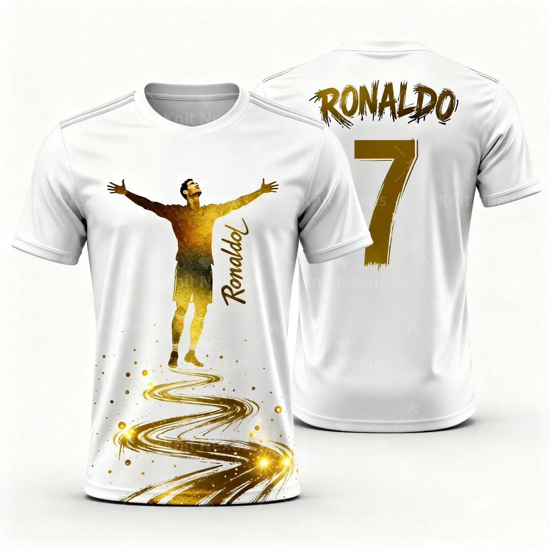 25 رونالدو مروحة تذكارية لكرة القدم جيرسي الخريف الرياضة الترفيه الجافة بسرعة تي شيرت رجالي ملابس الأطفال المحملة Y2k امرأة #1