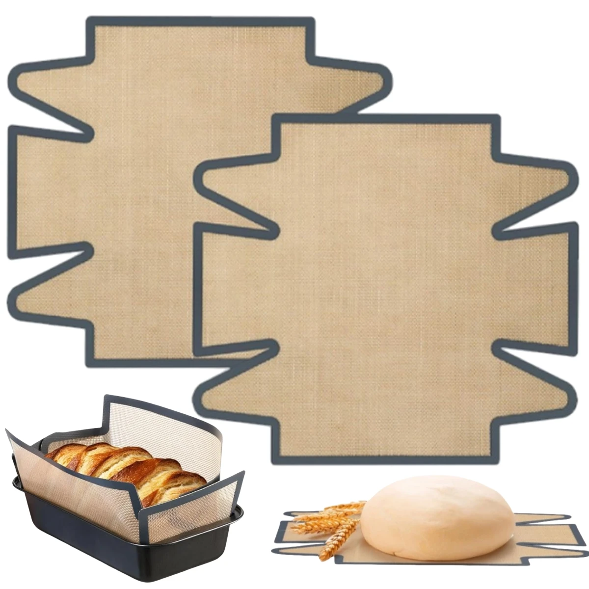 

2Pcs Silicone Bread Loaf Pan Liners Non-Stick Dough Transfer Tool Baking Mats Baking Mat 36x39.6cm Kitchen Bakeware Accessories