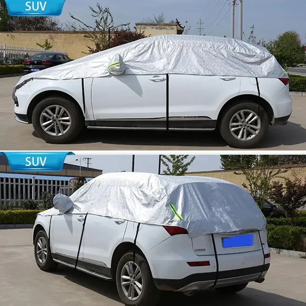 

Universal Half Car Cover Sunshade Cover Outdoor Sun Auto Film Aluminum Hatchback Waterproof For Sedan SUV Reflection Cover