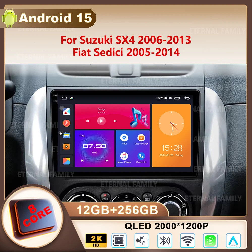 

Android 15 Carplay Car Radio Multimedia For Suzuki SX4 SX 4 2006 - 2013 Head Unit BT GPS video DVD DSP Player Autoradio Stereo