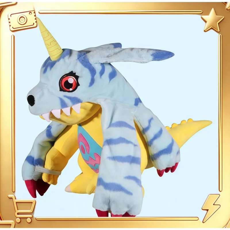 Плюшевая игрушка Digimon Gabumon, большой размер, мягкая пушистая кукла-животное, украшение для дома и рабочего стола, подарок на день рождения, коллекционный сувенир