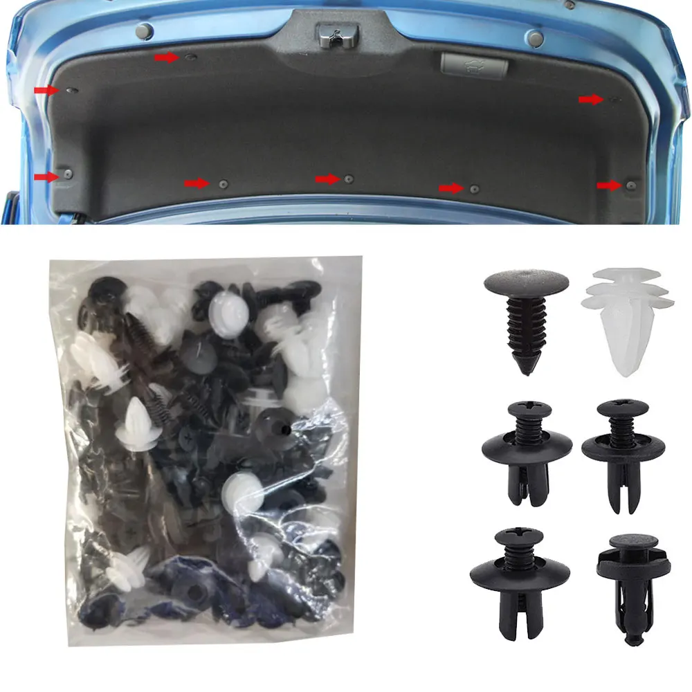 

100Pcs Fastener Clip Mixed Car Body Push Retainer Pin Rivet Bumper Door Trim Panel Retainer Fastener Kit Interior Accessories
