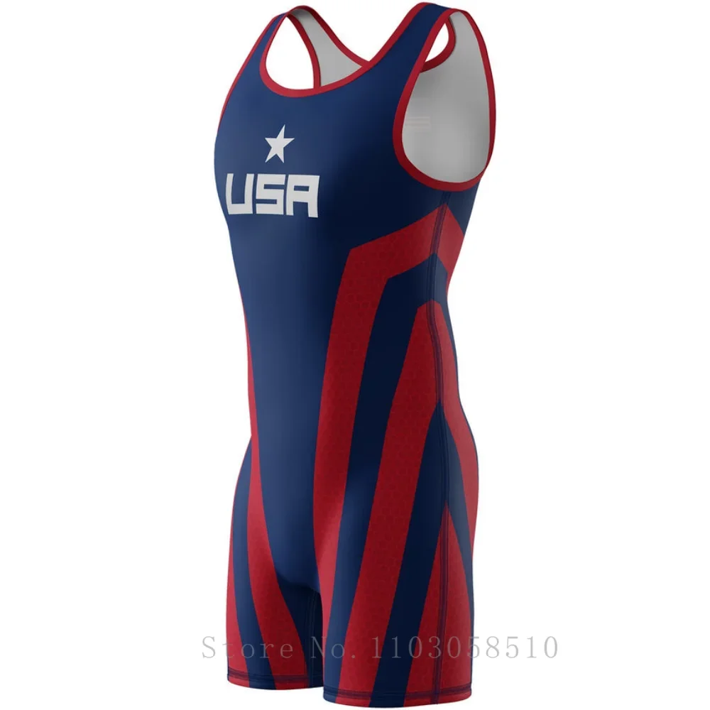 WrestlingMart men Wrestling Singlet Suit One piece Bodysuit Tummy Control Wear Boxing GYM Iron Triathlon PowerLifting Outfit