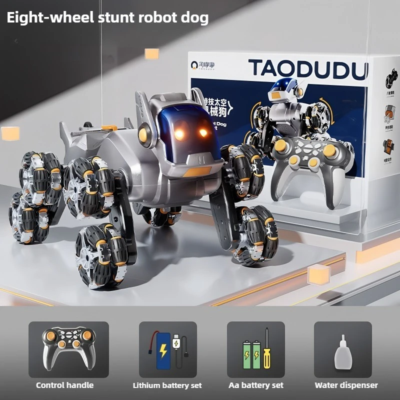 أشياء رائعة لعبة سيارة مضحكة هدية-AI ذكي Rc روبوت الكلب ، 8 عجلة ضرطة رذاذ سيارة التحكم عن بعد ، عجلات ساخنة Rc سيارات لعب للأطفال