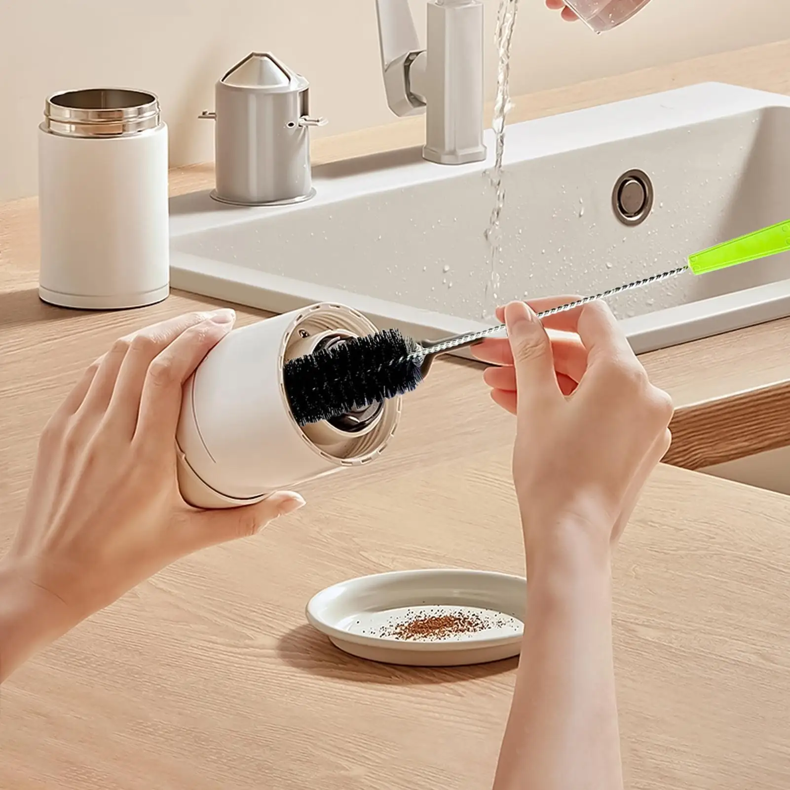 

Щетка для бутылок с водой, эргономичное средство для чистки стеклянной посуды, нескользящая щетка для чашек для дома, путешествий, пива, графин для вина с узкой шеей, стеклянная посуда для детей