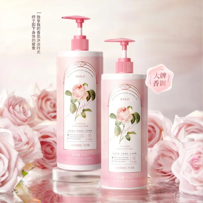 Hydrating Shower Gel with Red Rose Scent 750ml - Nourishing Skin, Moisturizing Shower Milk for Fresh and Clean Beauty Experience
