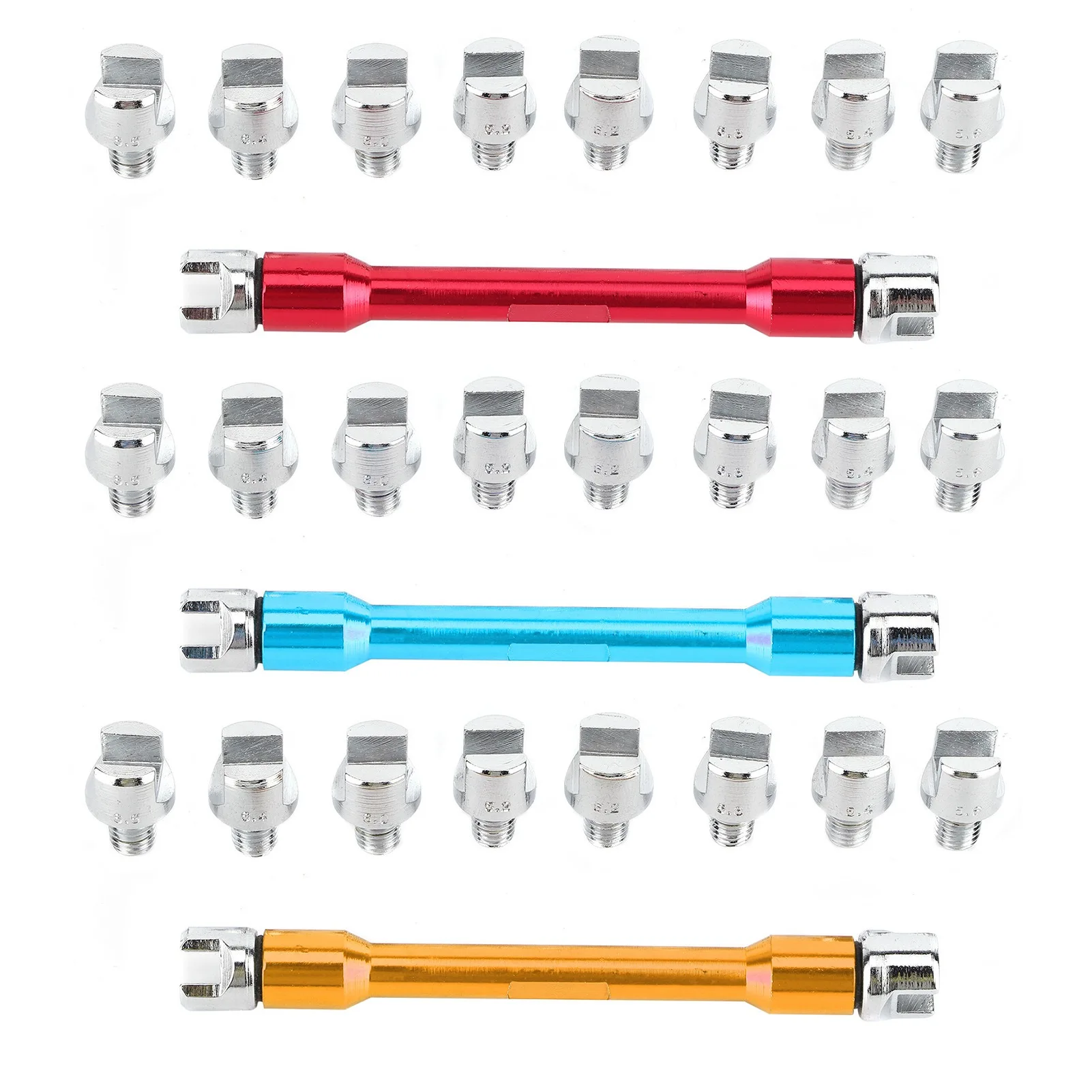 Zestaw kluczy do szprych motocyklowych CNC, rozmiary 5.0-6.8, długość 93mm/3.7 cala, pasuje do większości motocykli
