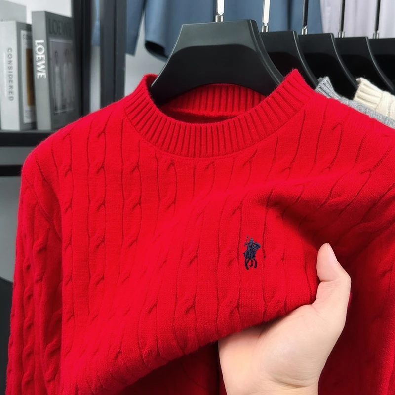 Hochwertiger Herbst-Winter-Pullover Luxusmarke Klassischer Paul Pony Bestickter Herren-Rundhalspullover Lässiger Jacquard-Strickpullover – Detail 19