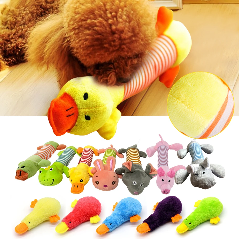 Popular Pet Dog Cat Funny Fleece Durability Plush Dog Toys Squeak Chew Sound Toy Fit for All Pets Elephant Duck Pig Plush Toys