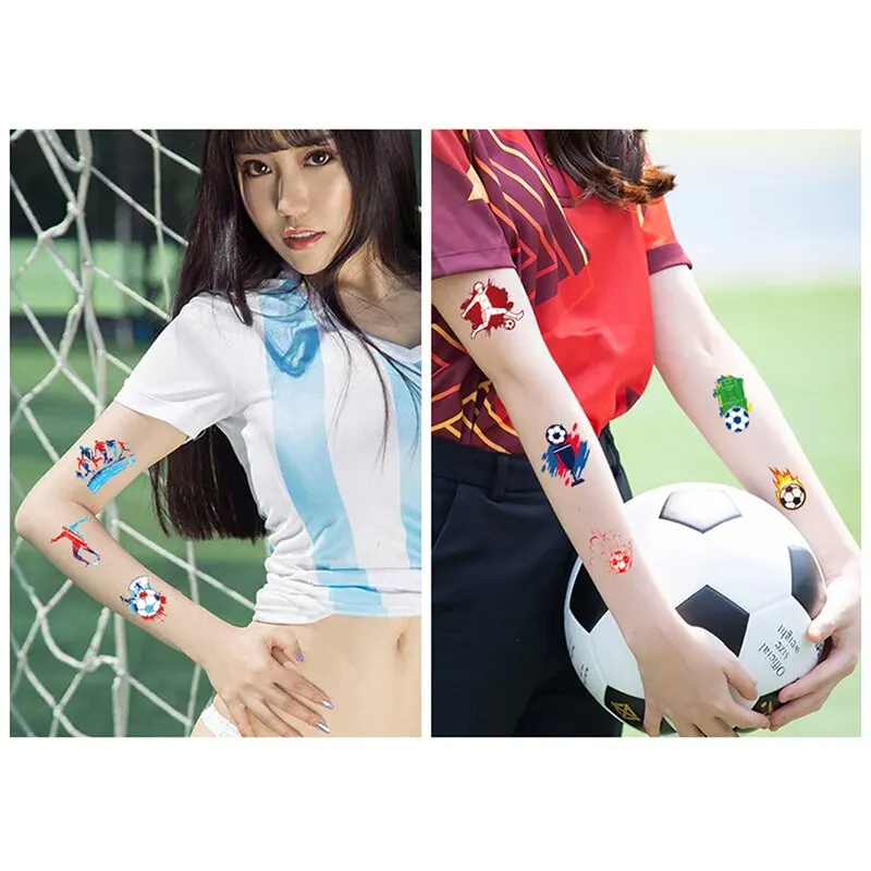 10 Folhas Crianças Adulto Tatuagens Temporárias Futebol Fã De Futebol À Prova D' Água Falso Tatuagem Adesivos Mão Braço Pé Tatuagem Adesivos