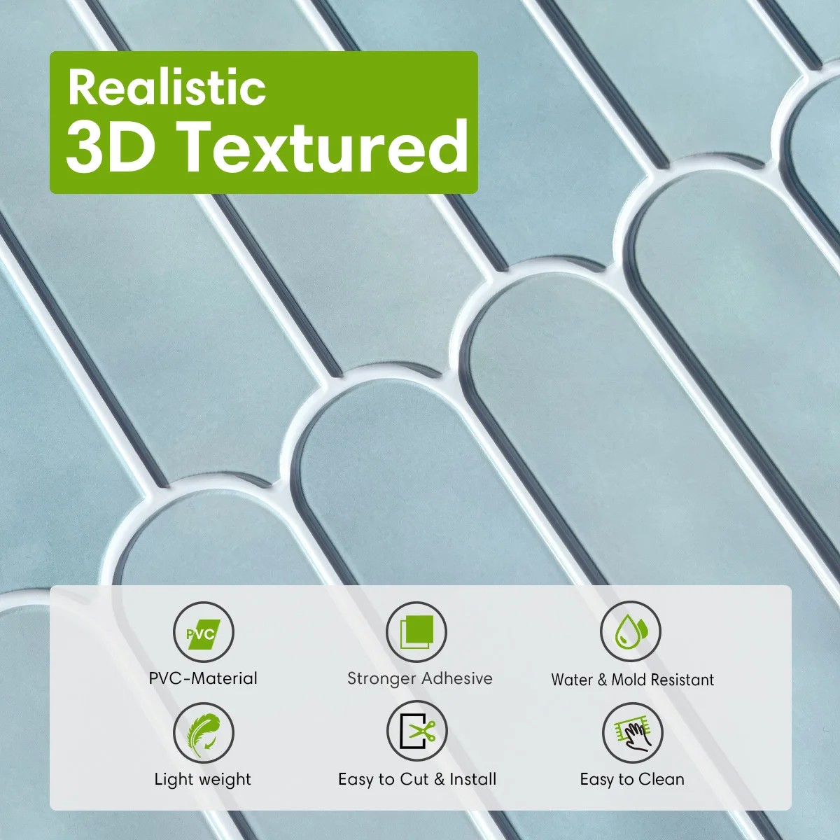 Commomy 10 Pcs Matte Fish Scale Peel and Stick Tiles, Bathroom Wall Stickers, 12x12 Kitchen Tile Stickers Waterproof, Wall Decor