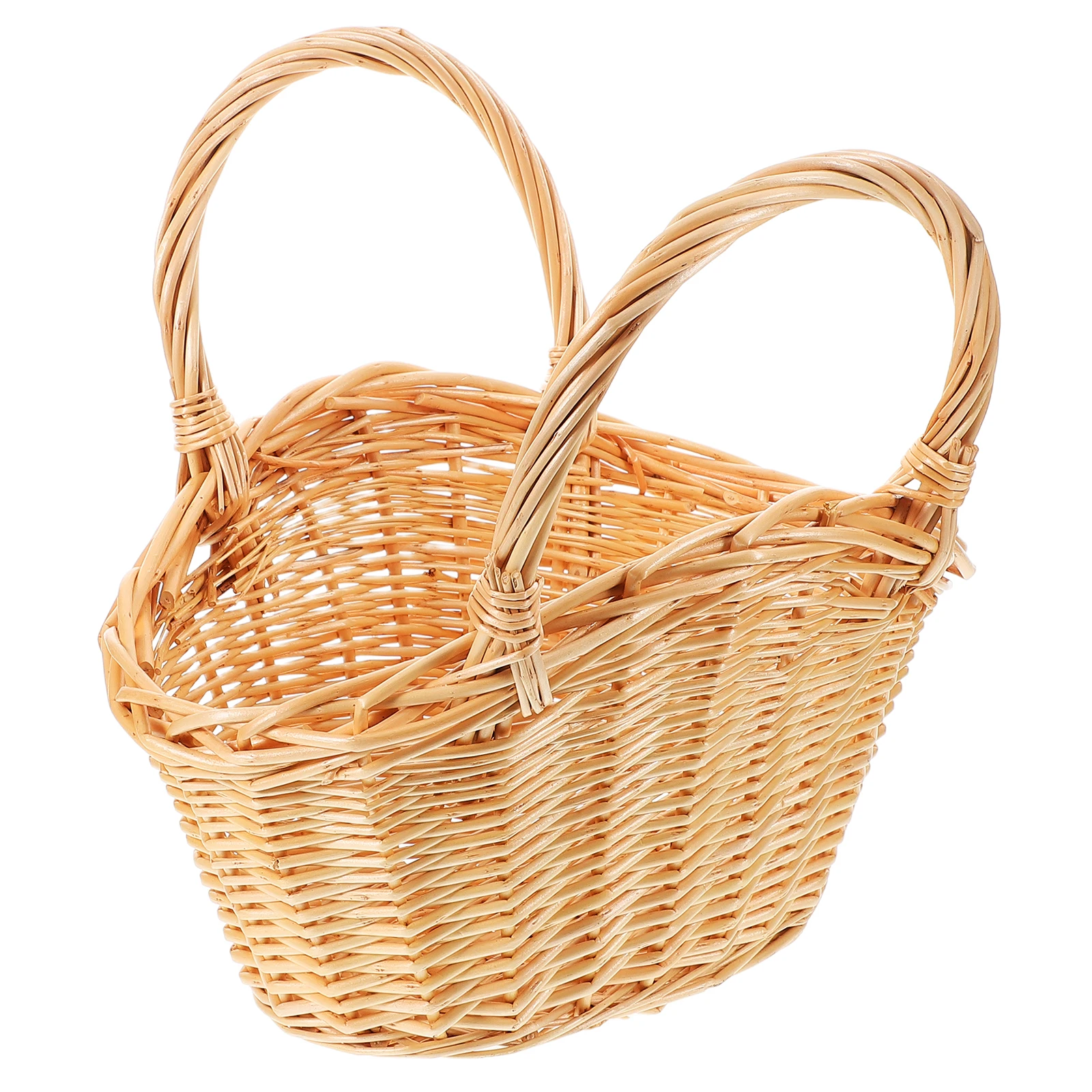 

Large Capacity Rattan Vegetable Basket Wicker Picnic Basket Portable Handle Kitchen Fruit Storage Organizer Snack Baskets