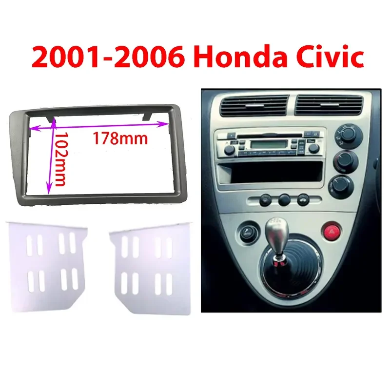 2 Din Car Radio Fascia Frame for 2001-2006 Honda Civic RHD Dashboard DVD Stereo Adaptor Mounting Kit Auto Audio Panel