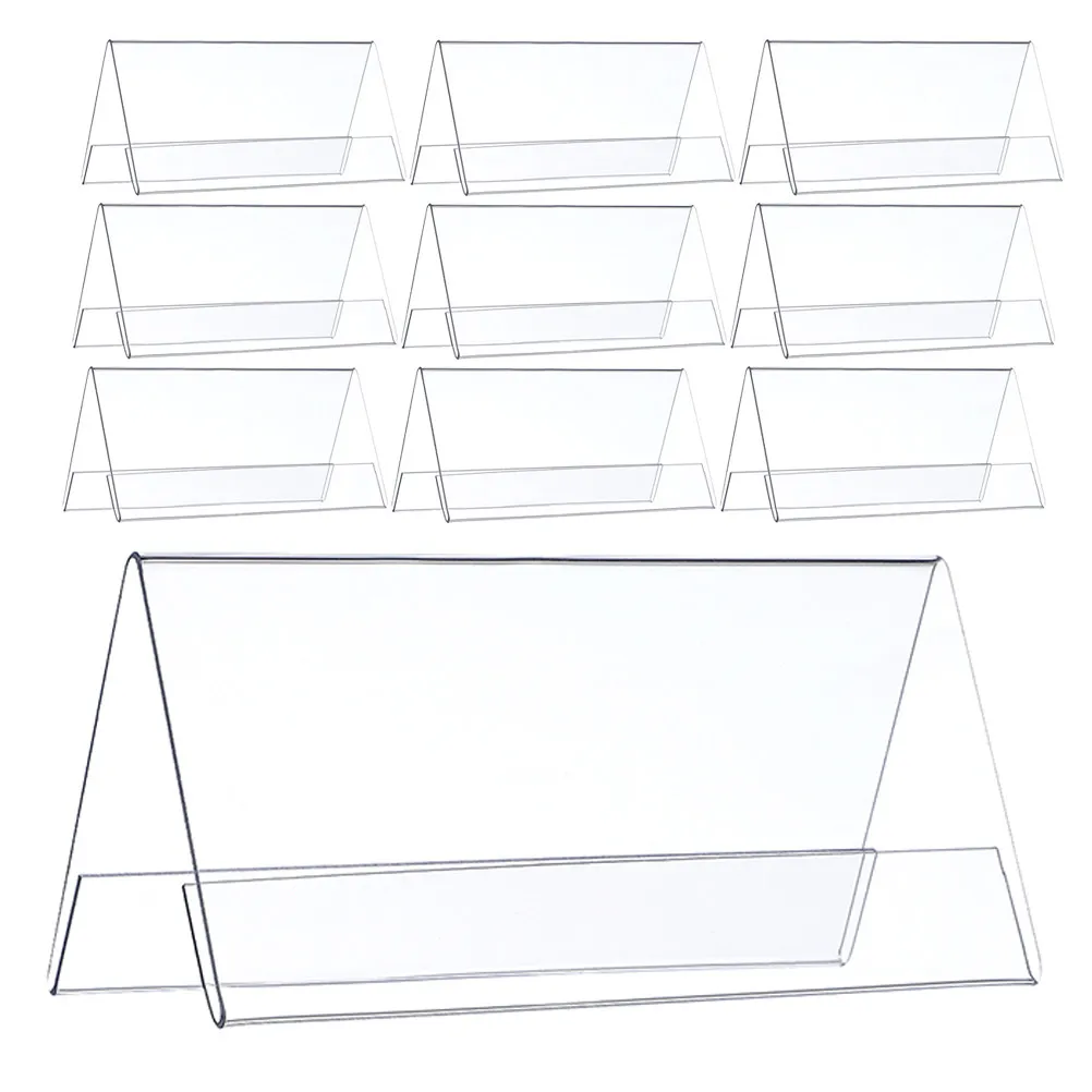 10Pcs Meeting Desk Signs Dual Sided Clear Acrylic Name Plate Holders 90x60mm Office Table Seating Display Name Plaque Holder
