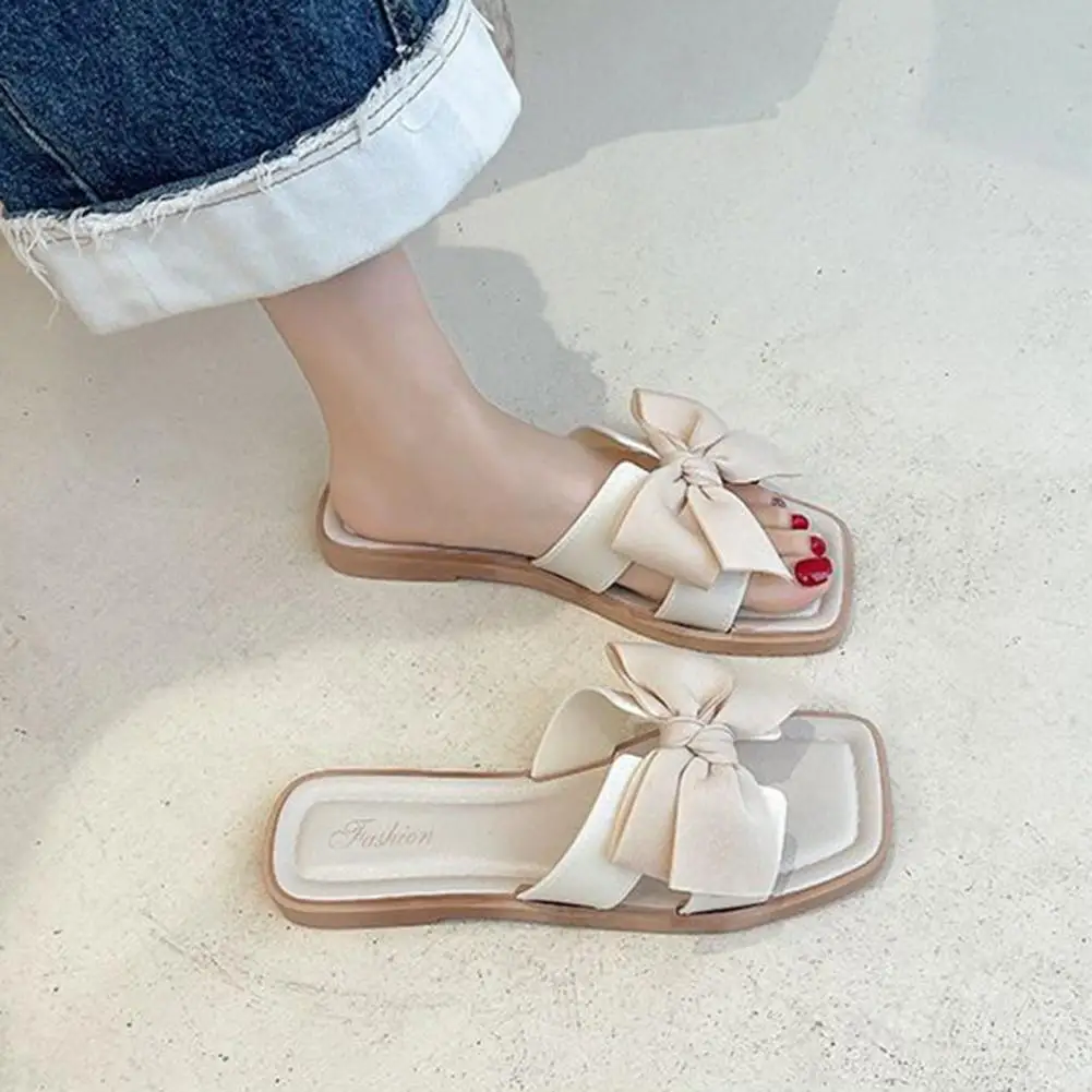 Kapcie damskie sandały na obcasie kliny buty damskie sandały na platformie kapcie z kokardką Sandalias Mujer eleganckie letnie buty na plażę