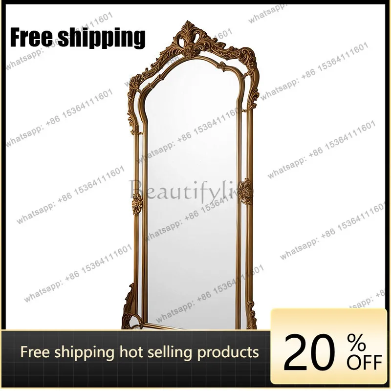 PJ European large-size full-body mirror living room luxury floor mirror decoration