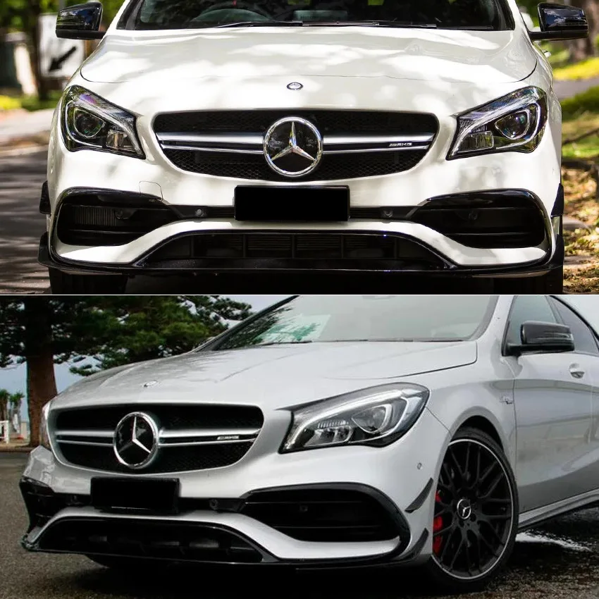 Preto amortecedor dianteiro lábio spoiler divisores canards aberturas modificação kit de atualização para mercedes benz cla c117 cla200 220 2016-2019