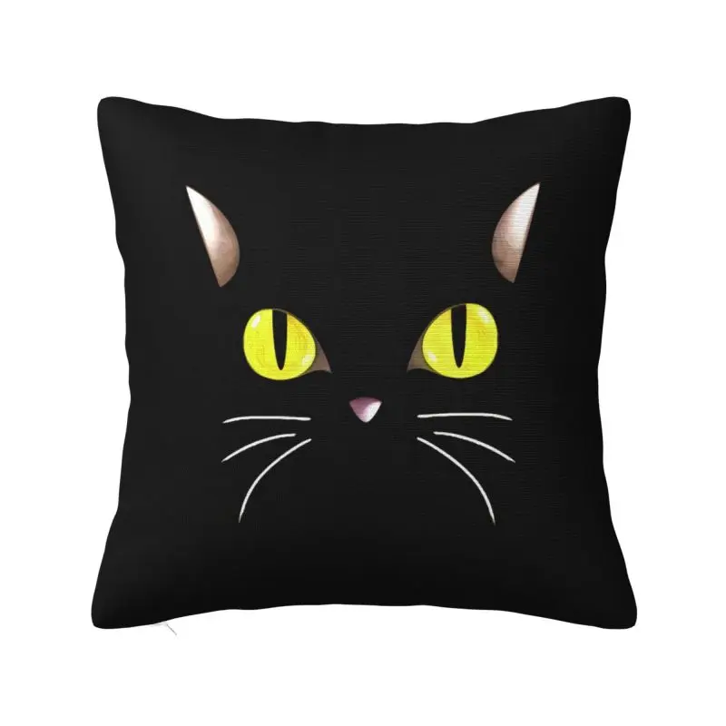 Custom Black Cat  Graphics Cushion Cover 45x45cm Soft Cute Throw Pillow