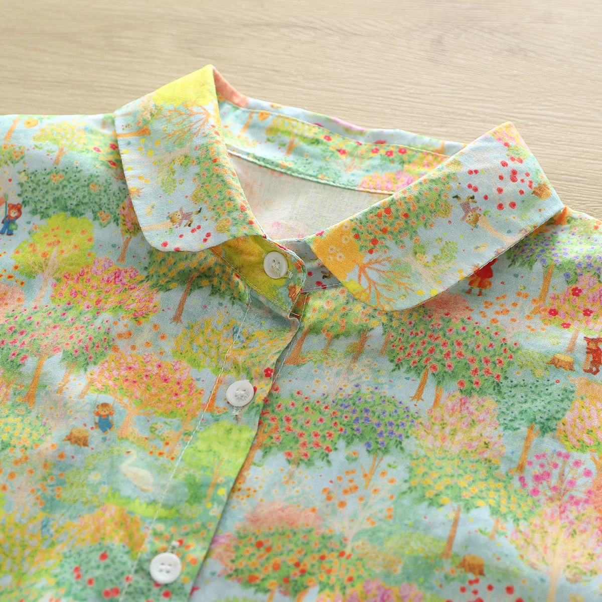 New Spring Cotton Printed Shirt Women Lapel Short Sleeve OL Commute Tops Girl Loose Casual Loose Blouses 2024 Autumn T45340QC