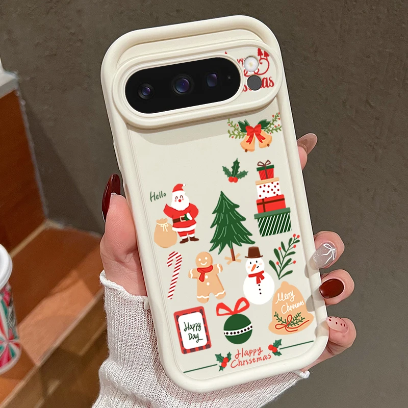 Custodia morbida per telefono in TPU con motivo Happy Christmas per Google Pixel 8 Pro 8A 9 Pro XL 7A Cover in silicone antiurto per Pixel 9 8 7 Pro