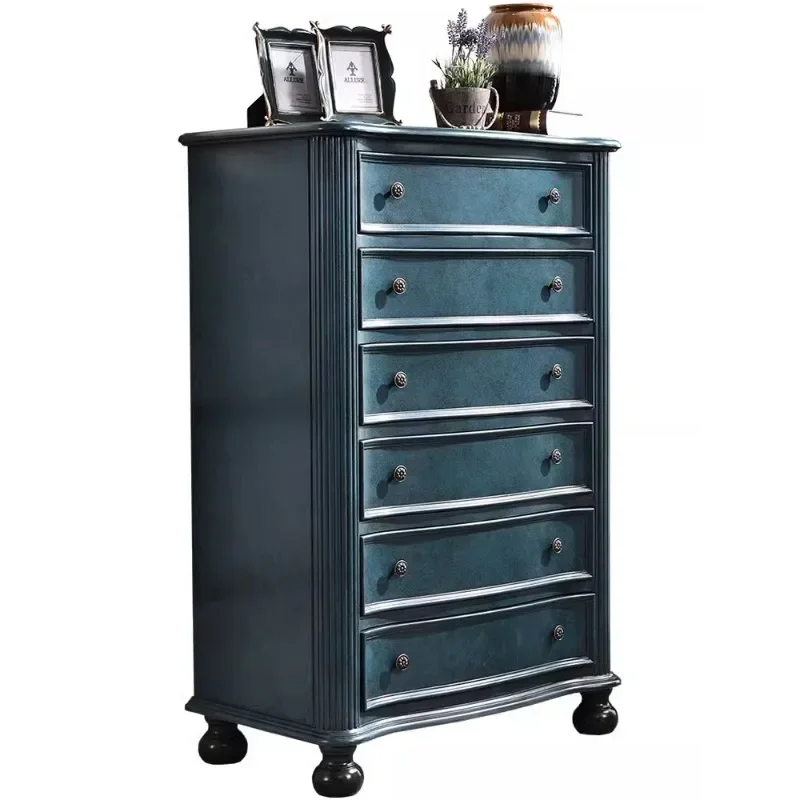 

American country chest dark blue locker simple modern six chest chest bedroom cabinet storage cabinet living room side cabinet