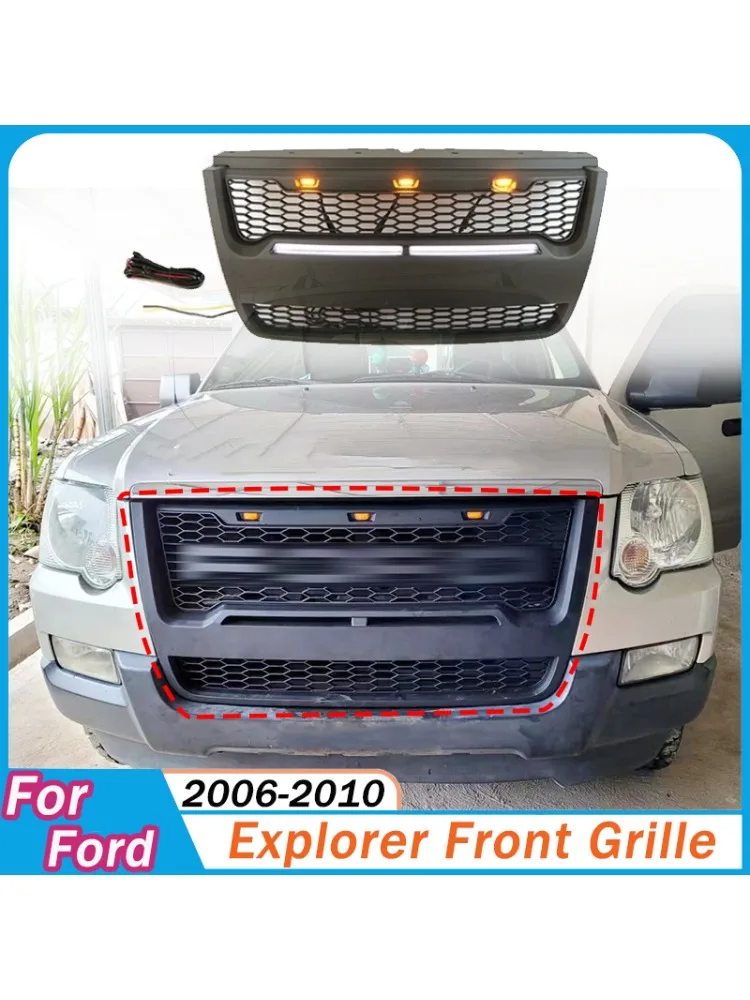 Auto-Frontgrill Passend für Ford Explorer 2006-2010 Kühlergrill-Abdeckung Zierleiste Karosserie-Modifikation Außenteile