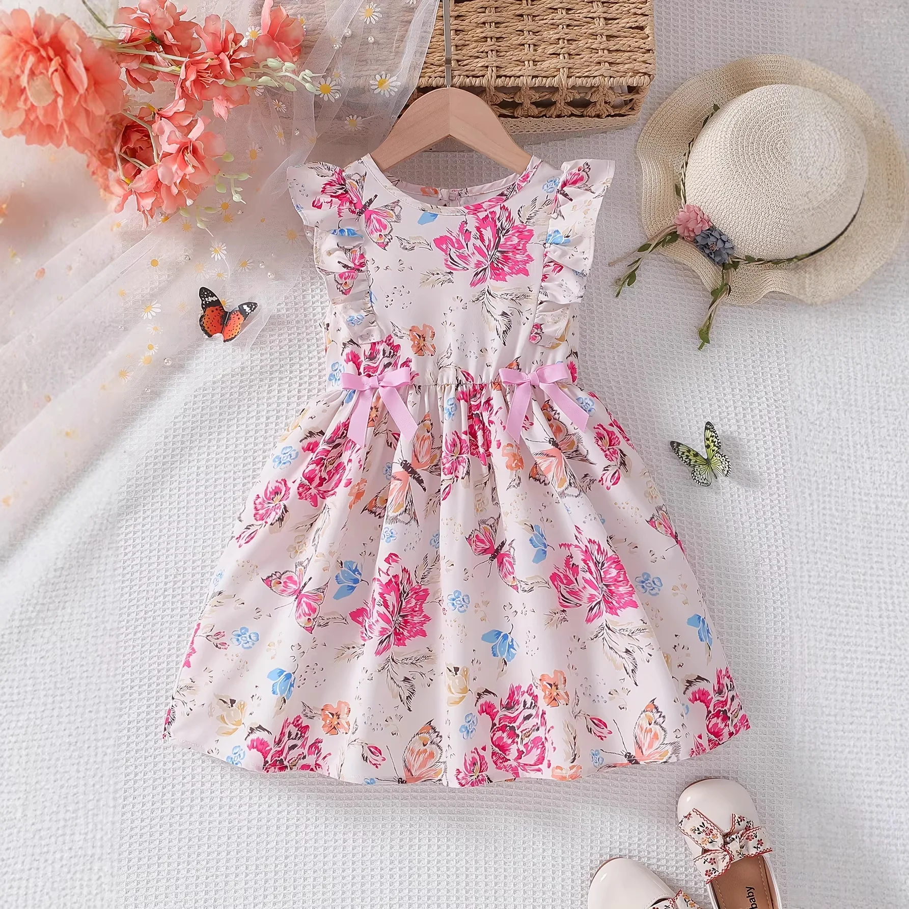 

2026 New Summer Girls' Dresses Children's Fashionable Princess Casual Floral Kids Beautiful Skirt