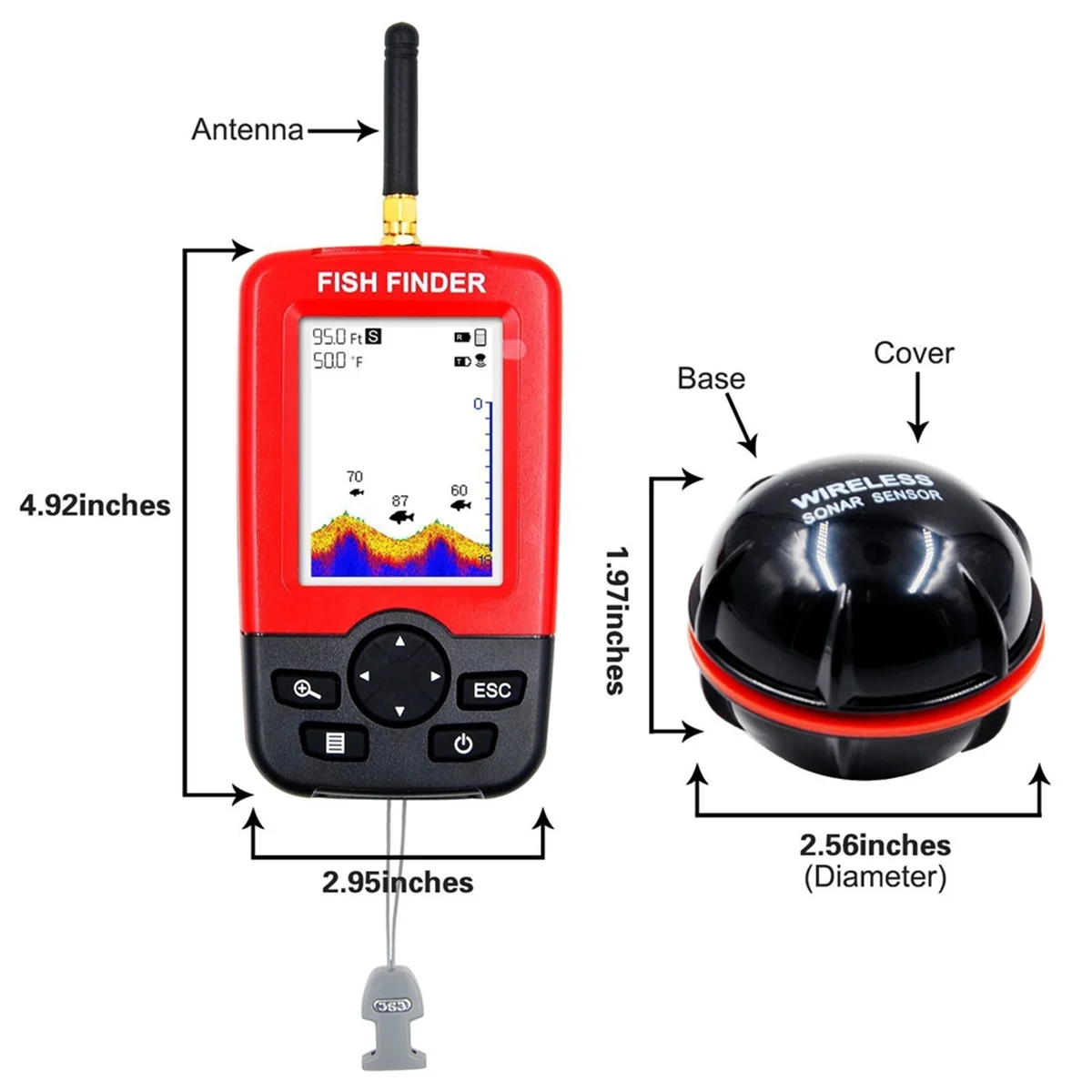 BABQ 100M Portable Sonar Fish Finders Fishing Lure Fathometer Fishing Finder Alarm Transducer Lake Sea Fishing