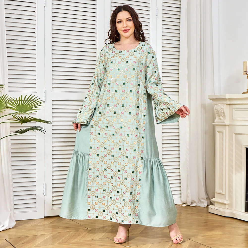 فستان عباية للنساء فساتين الحفلات جلابية ترتر بأربطة لعيد الإسلام فيستدوس عربي طويل رداء مسلم المغرب دبي قفطان رمضان #1