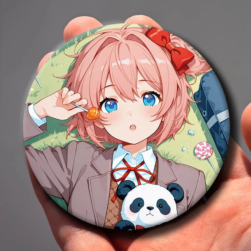 Cartoon Game Figure Sayori Can Badge Kawaii Anime Girls Button Pins Handmade Round Jewelry Brooch Collection Merchandise Gifts