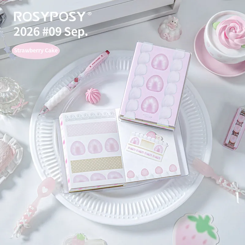 Rosyposy A7 Strawberry Cake Notebook Waterproof Portable Pocket Notepad For Daily Record Schedule Planning Note Taking