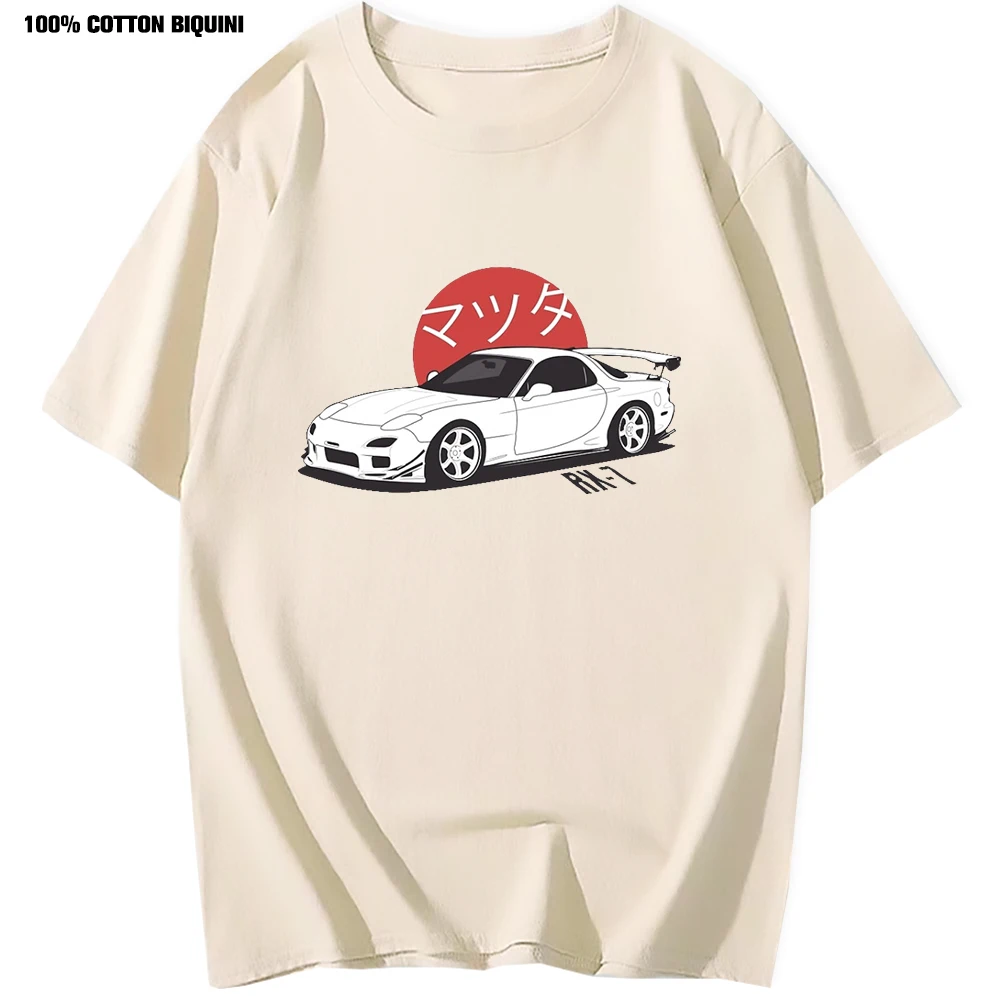 MEN Tshirt Mazda RX7 Printed Short Leeve T Shirts Harajuku Japanese Car Fans Racing Race Tee Shirt JDM Automobile Culture