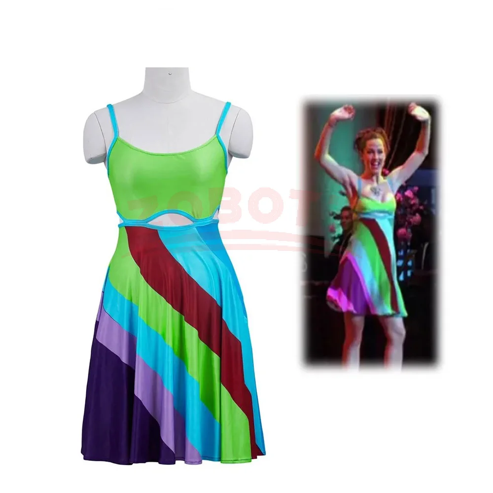 Movie Suddenly 30 Actress Jenna Rink Mini Dress Halloween Summer Sexy Colorful Suspender A-line Dress Cutout Backless Mini Skirt view 2