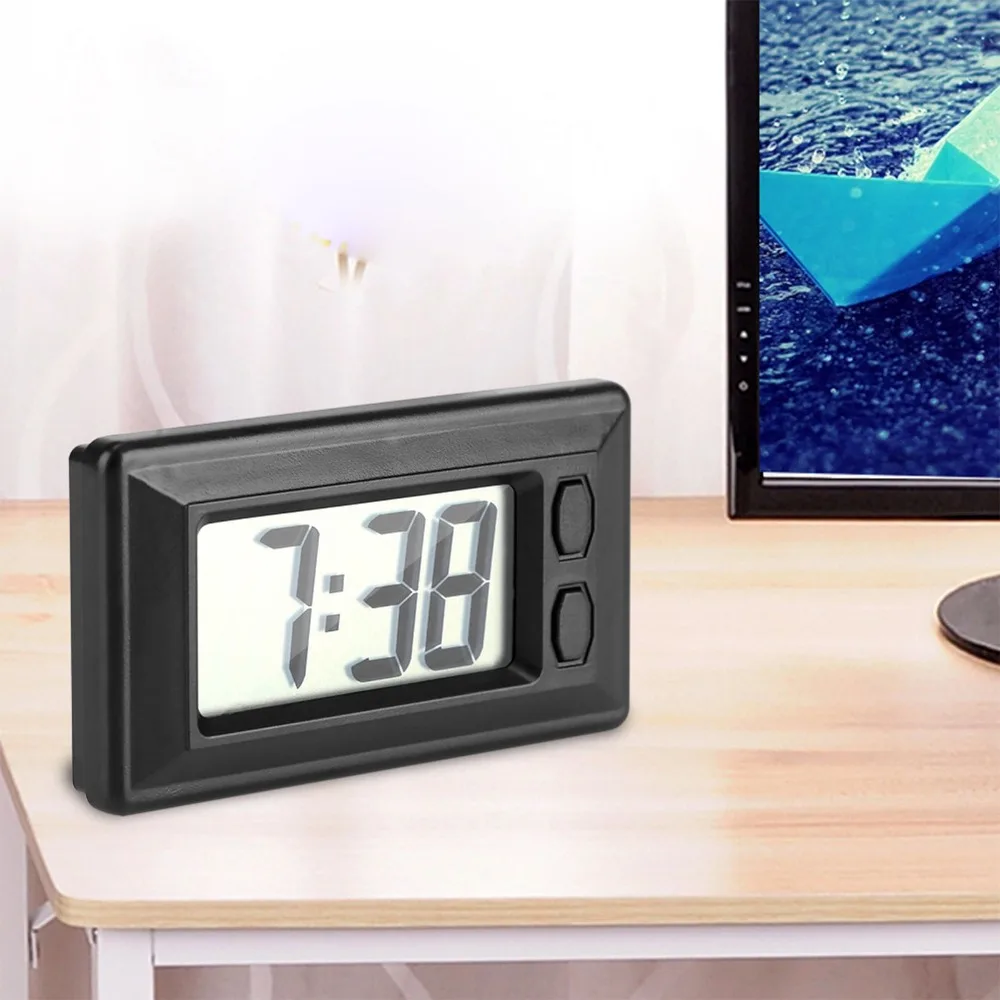 Ultra-Thin Digital Clock Time Date Conversion LCD Display Car Electronic Clock Easy Installation Self-Adhesive Dashboard Clock