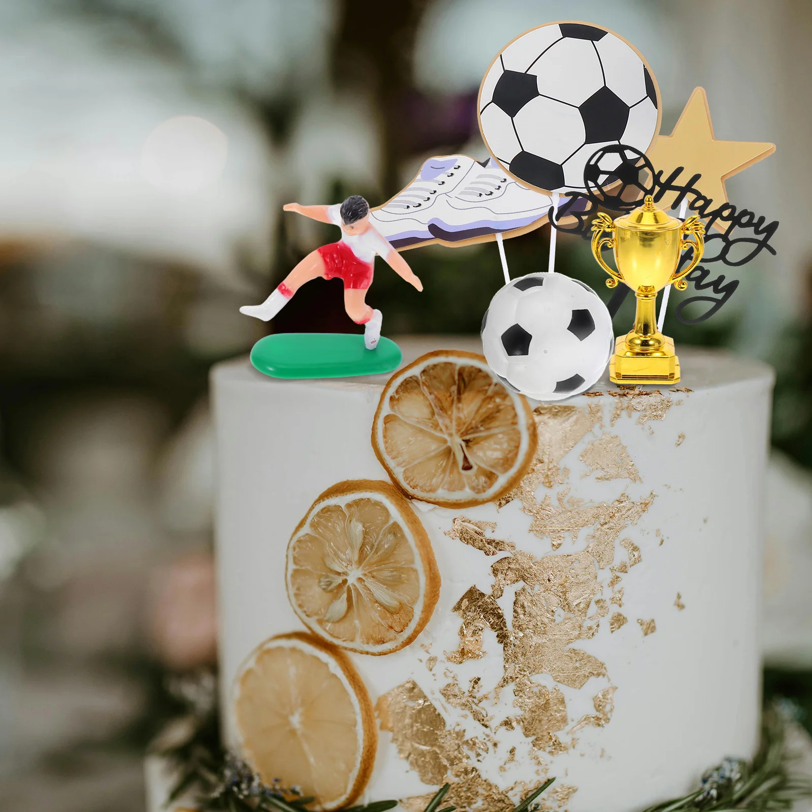 

Football Cake Decoration Soccer Birthday Decorations Ornaments for Boys Kids Plastic Themed Happy